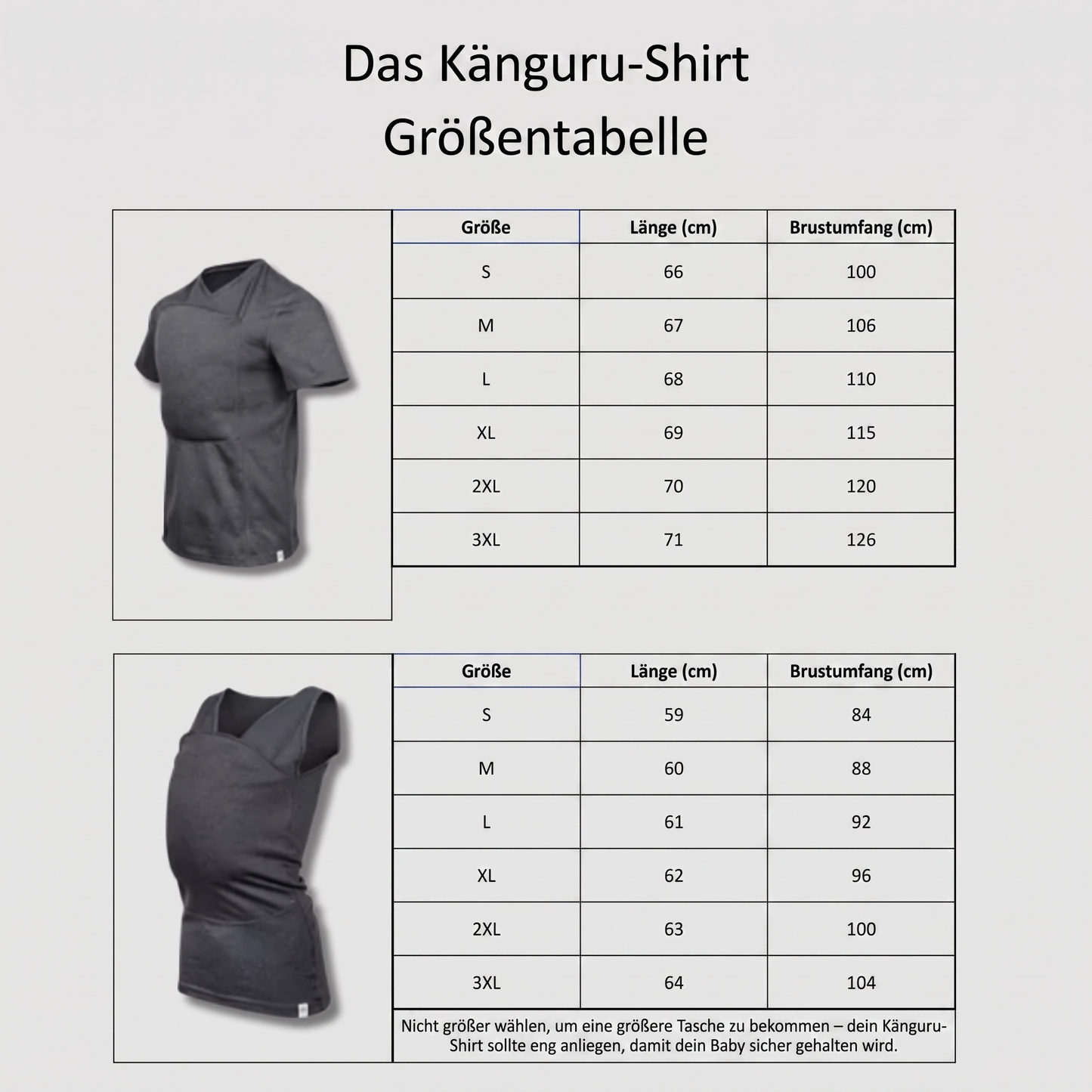 Groessentabelle - Das Kaenguru-Shirt